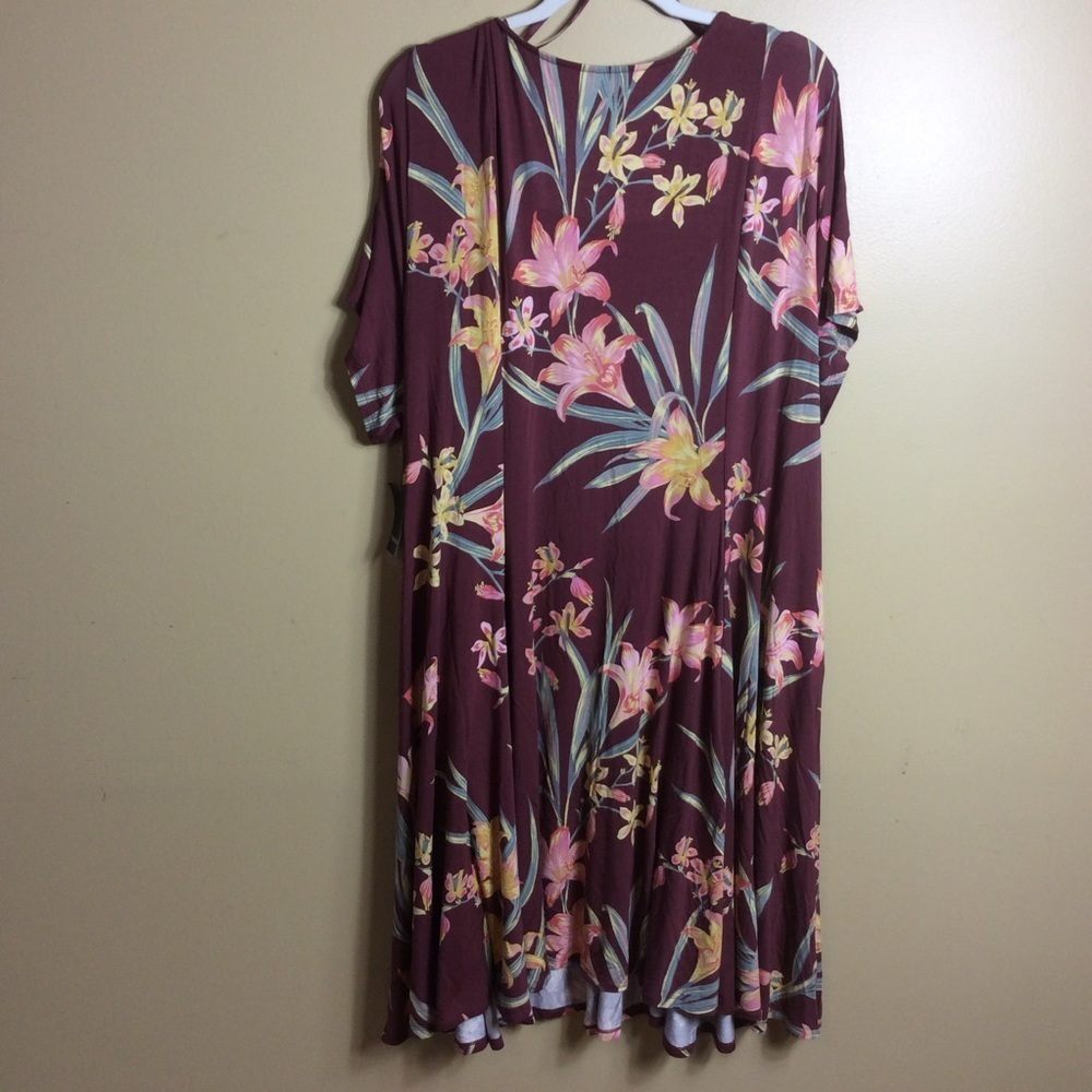 NWT torrid 5 purple, super soft, tropical, Sweetheart neck skater dress 5x - Picture 9 of 9